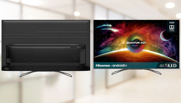 Modernes TV-Frontdesign, klares Display und dünner Rahmen sichtbar