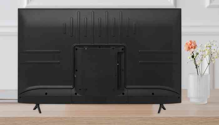 Rückseite des Hisense H6570G mit strukturierter Kunststoffoberfläche