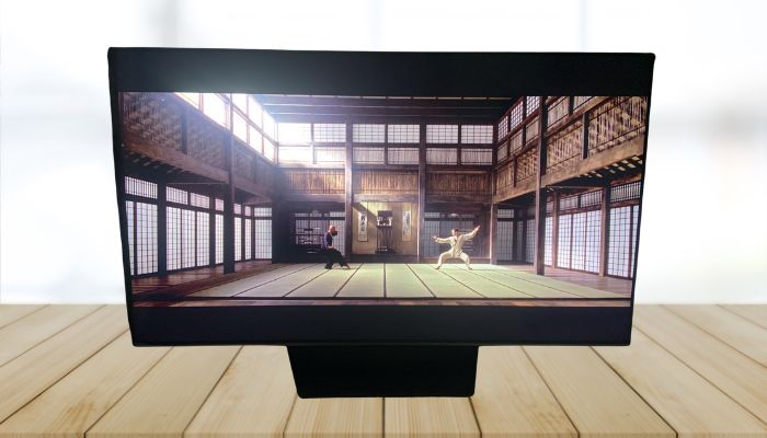 Vorderseite eines Flachbildfernsehers
